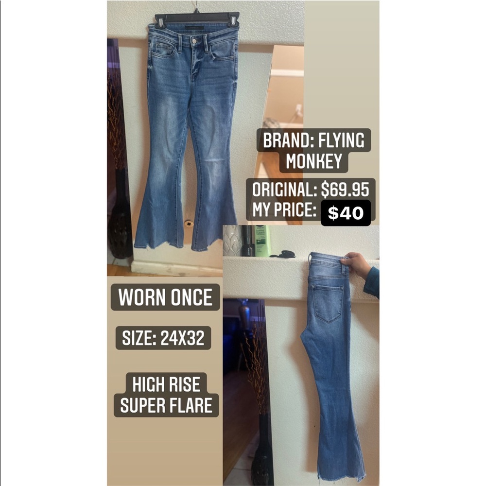 Flying monkey high rise super flare jean